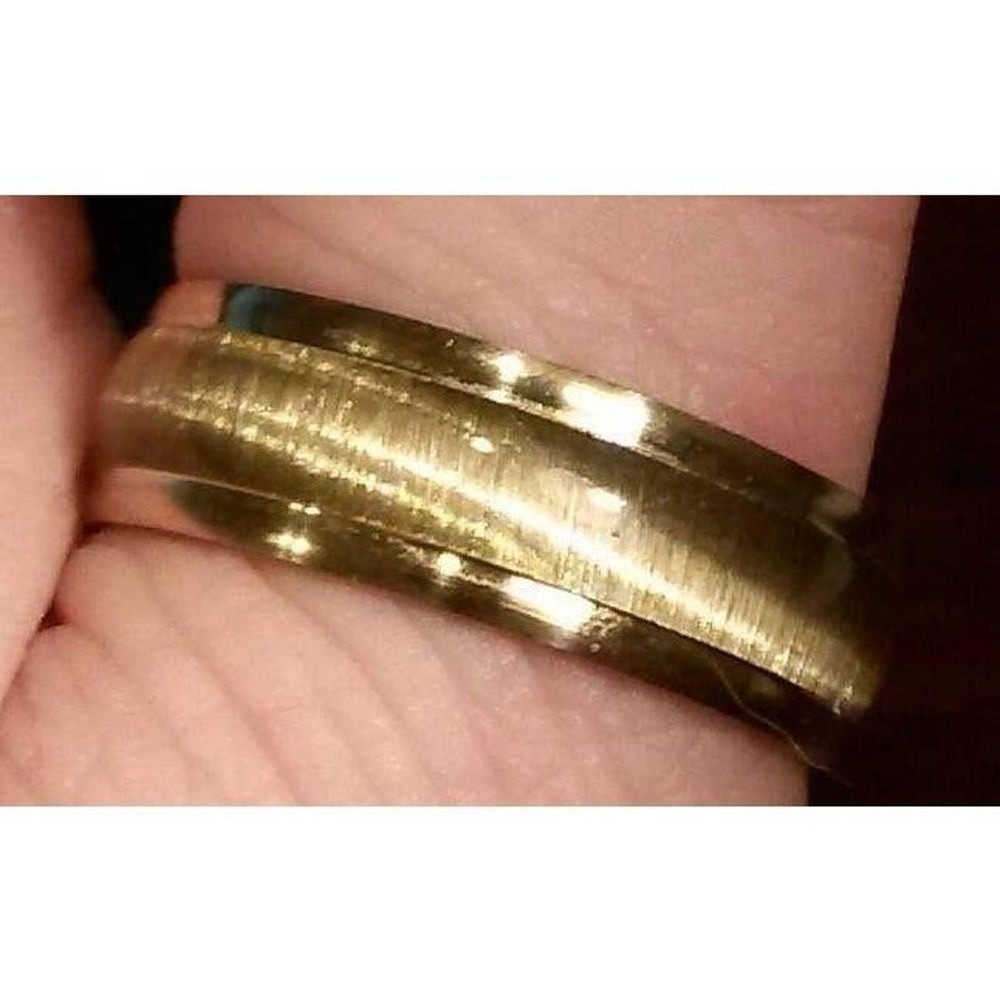 New Stainless Steel Faux Tiger Eye Style Ring Band Womens Mens 7.5 Gold Tone